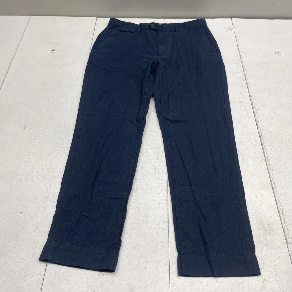 Banana Republic Pants Mens 31x30 Blue Slim Straight Linen Blend Chino Trouser